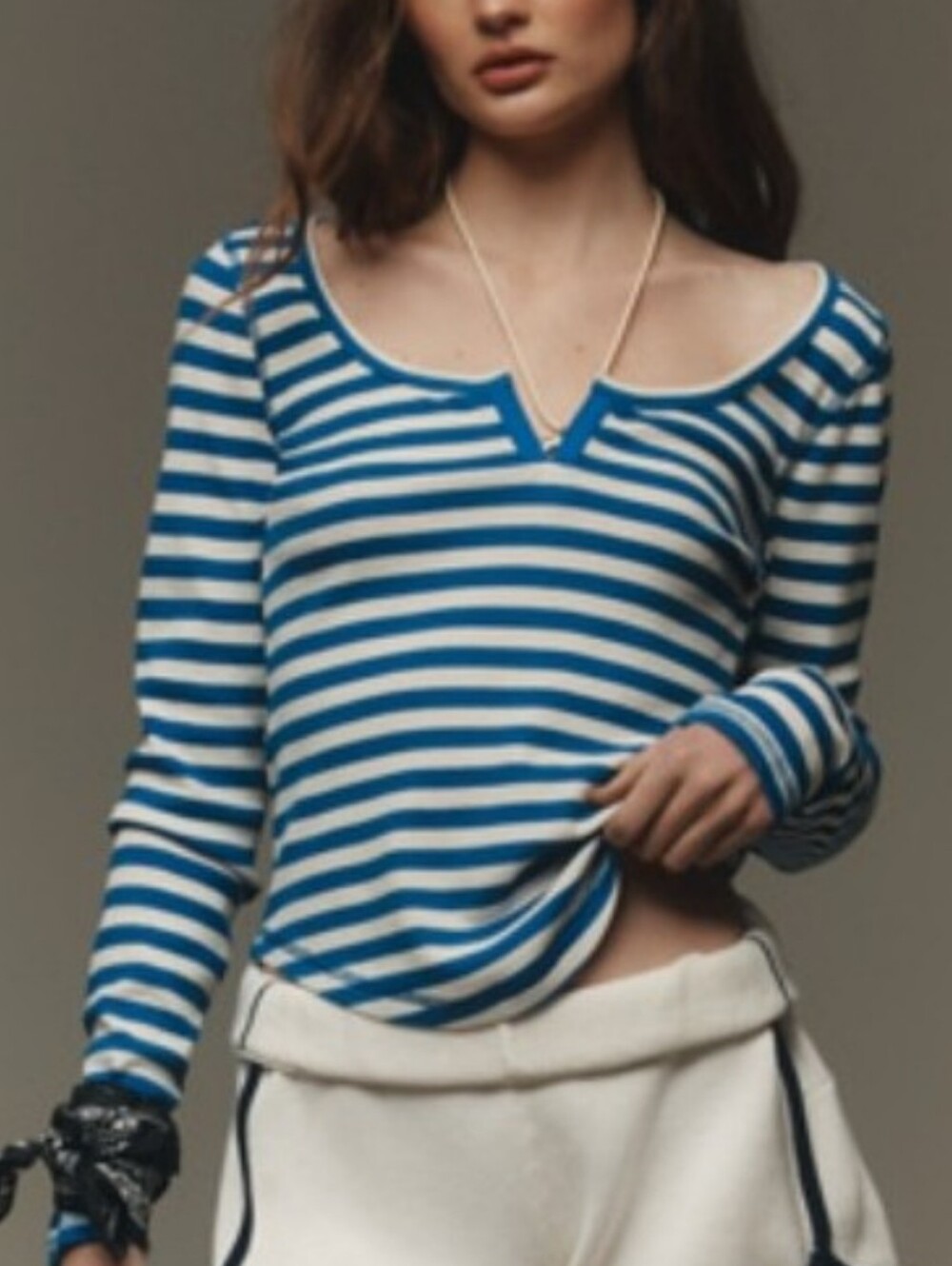 NWT Pilcro Notched Long-Sleeve Tee